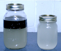 water glycol samples before and after filtration